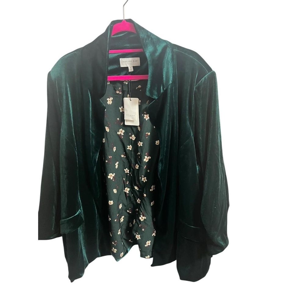 Skies Are Blue Green Velvet Blazer - Picture 5 of 10